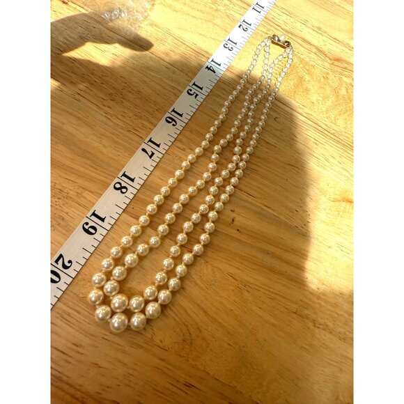 Vintage JKA Köhle Double Strand Faux Pearl Necklace 17" Gold Plated 925 Stamped - Picture 14 of 16